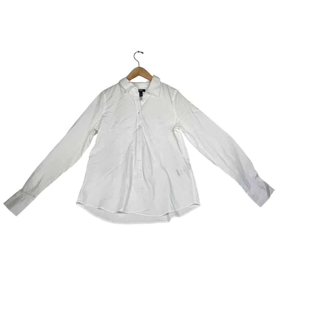 Chaps White Long Sleeve Button Down Shirt Modal Blend Size M